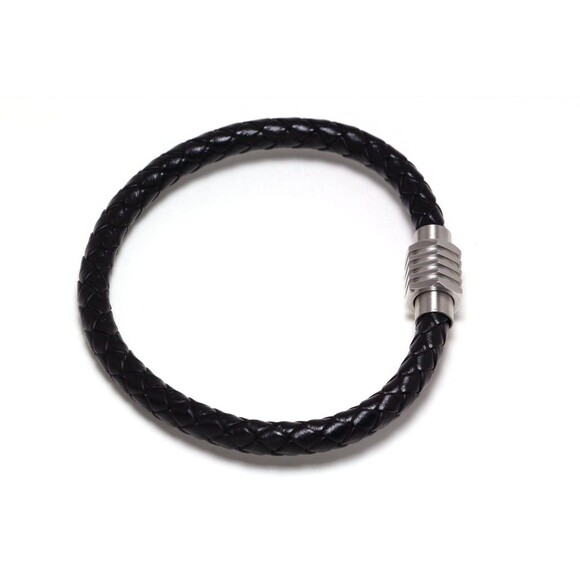LEATHER BRACELET MEN, Magnetic Clasp, Stylish Mens Leather Stainless Bracelet - Picture 4 of 6
